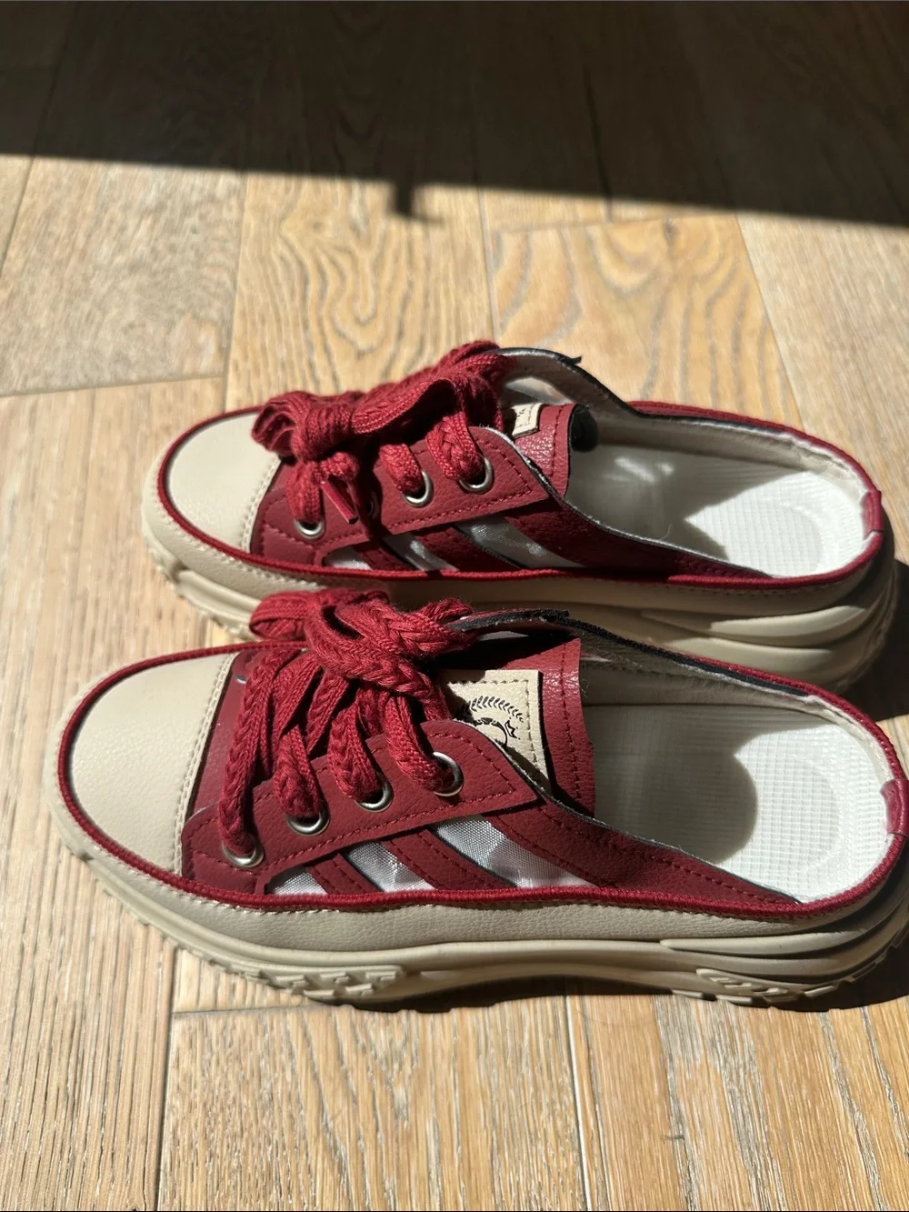 The Game Red and Cream Platform Slip-On Sneakers